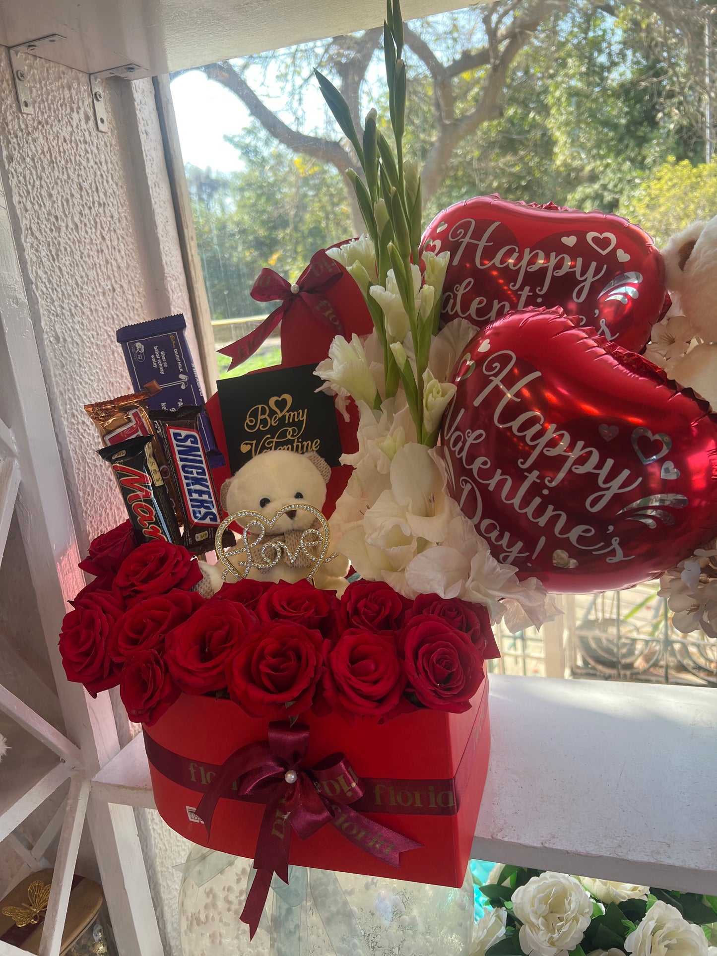 Luxury Valentine Heart Basket with Teddy Bear & Chocolates – Romantic Gift